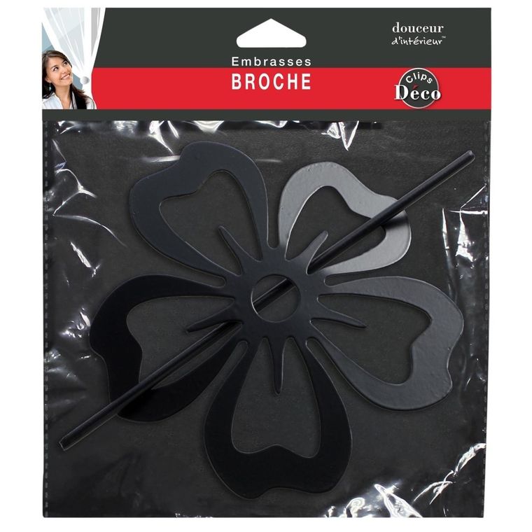 Douceur d'intérieur, spinka do zasłony, czarna, kwiat, 1 szt.