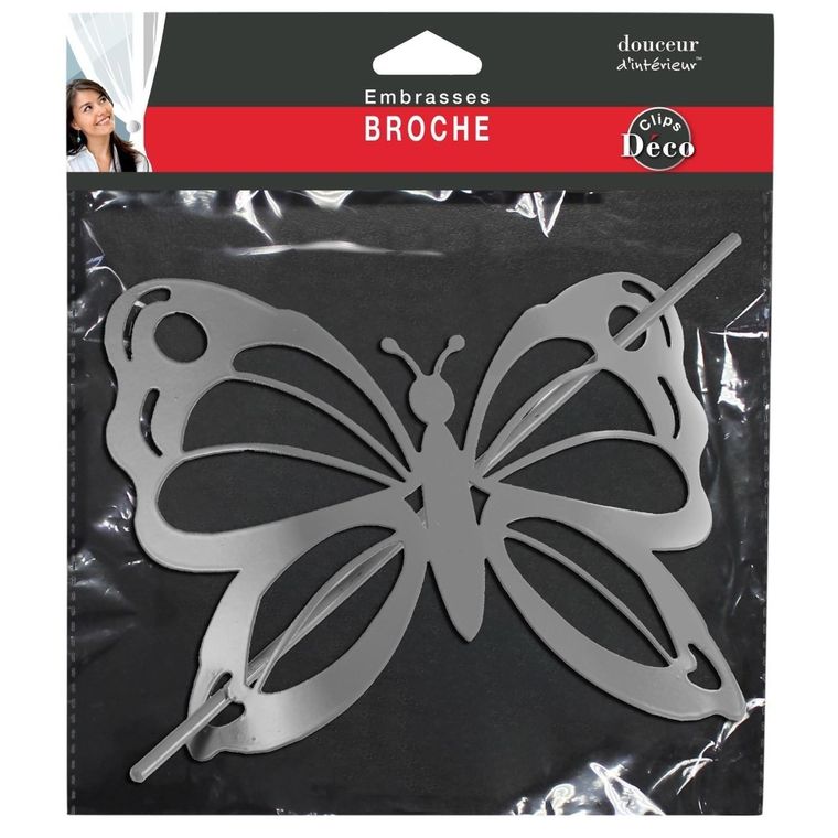 Douceur d'intérieur, spinka do zasłony, szara, motyl, 1 szt.