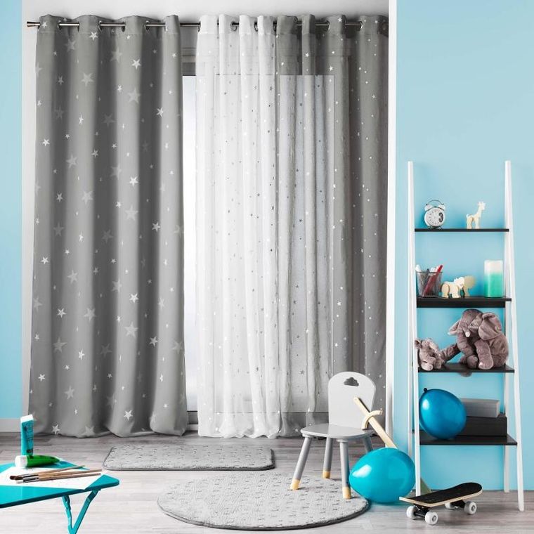 Douceur d'intérieur, zasłona na przelotkach ze wzorem, gwiazdki świecące w ciemności, Fluo Night
