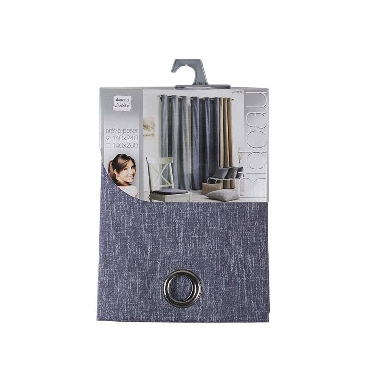 Douceur d'intérieur, zasłona z efektem lnu, Memphis, 140-240 cm, granatowa