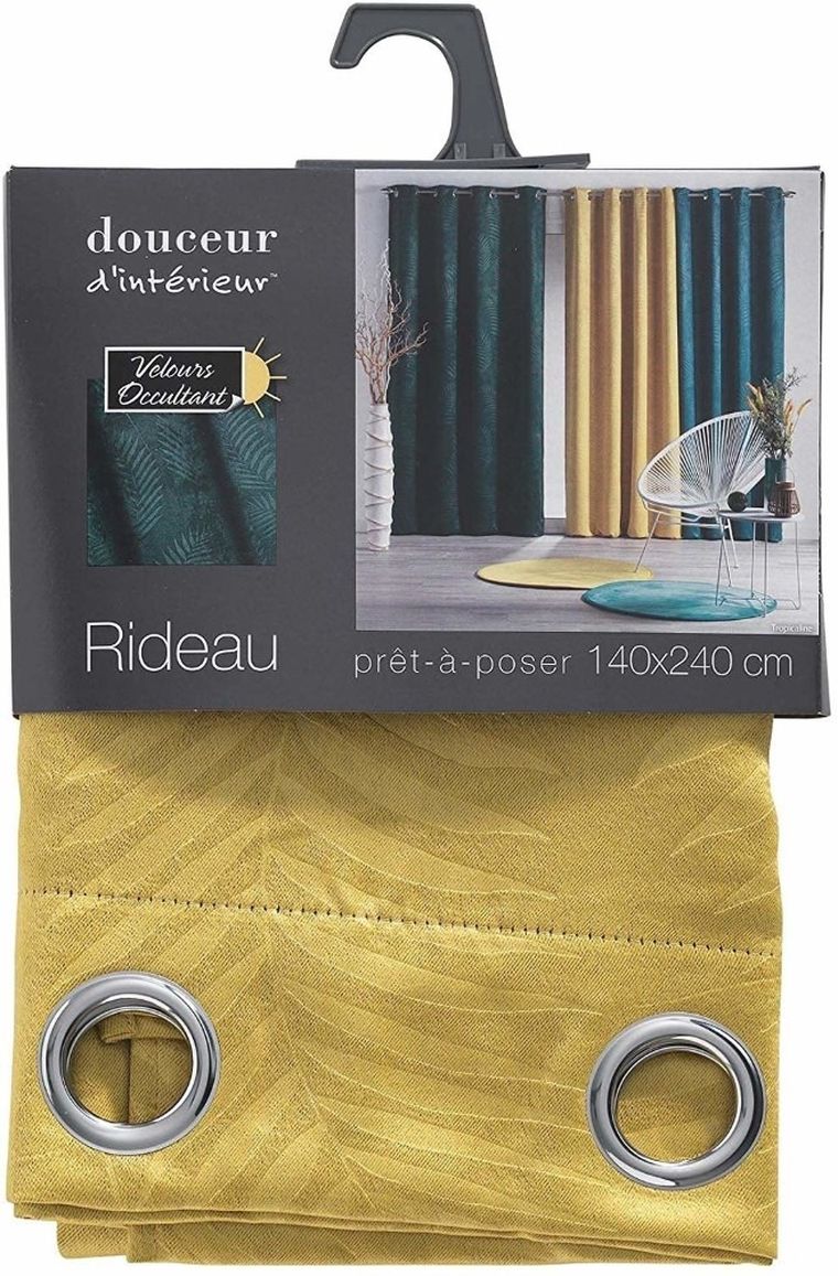 Douceur d'intérieur, zasłona zaciemniająca, Tropical, 140-240 cm, żółta