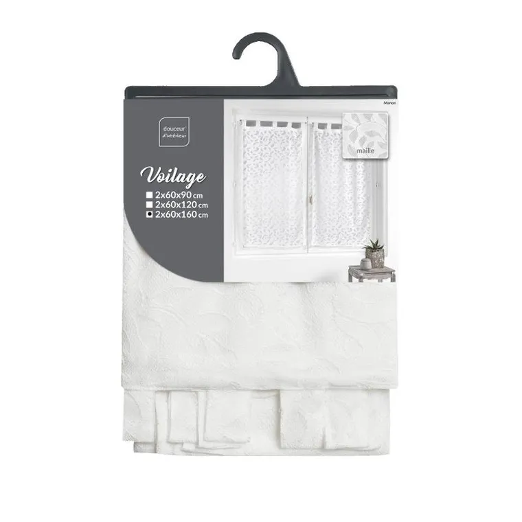 Douceur d'intérieur, zestaw firanek na szelkach, Manon, 60-160 cm, 2 szt.