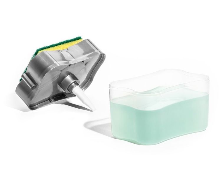 Dozownik płynu do naczyń z gąbką, przeźroczysty