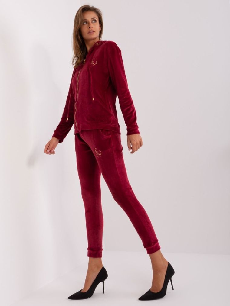 Dres damski, welurowy, bordowy, Relevance