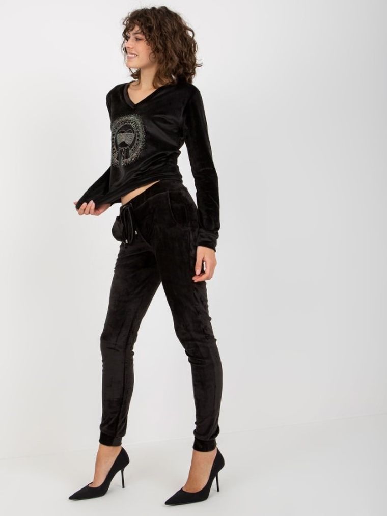 Dres damski, welurowy, czarny, Relevance