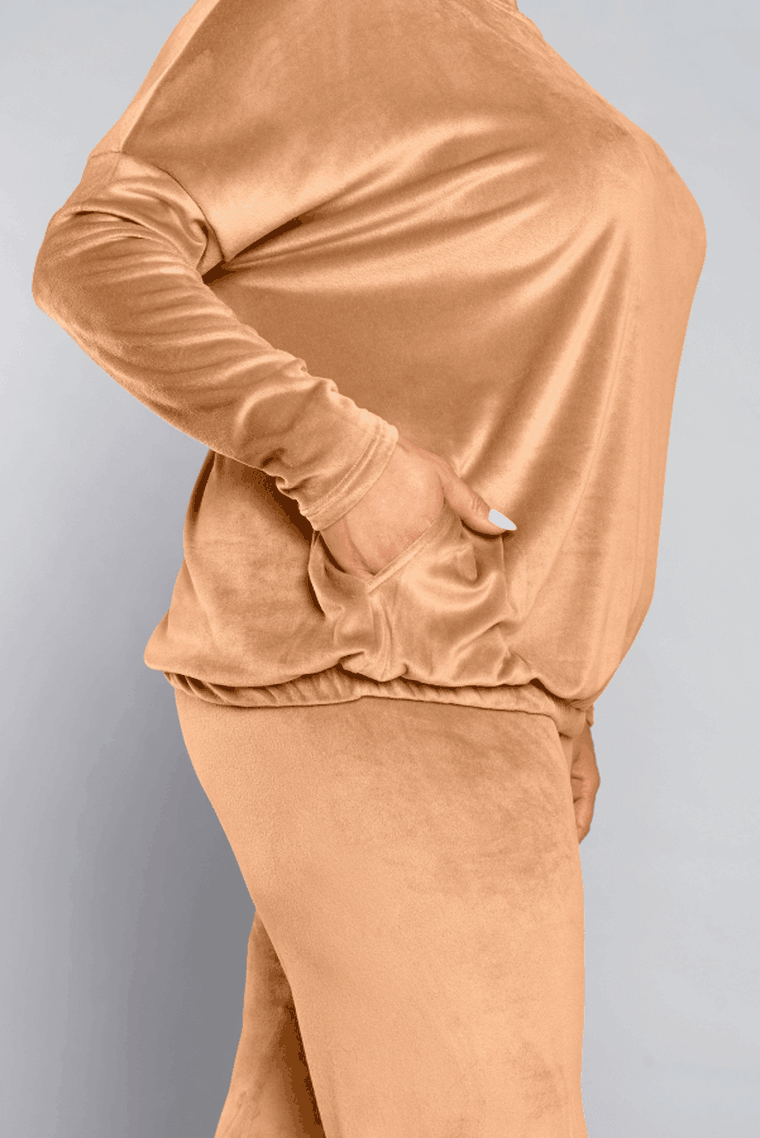 Dres damski, welurowy, plus size, beżowy, Juga, Italian Fashion