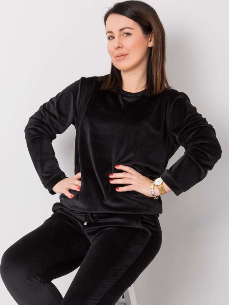 Dres damski, welurowy, plus size, czarny, Relevance