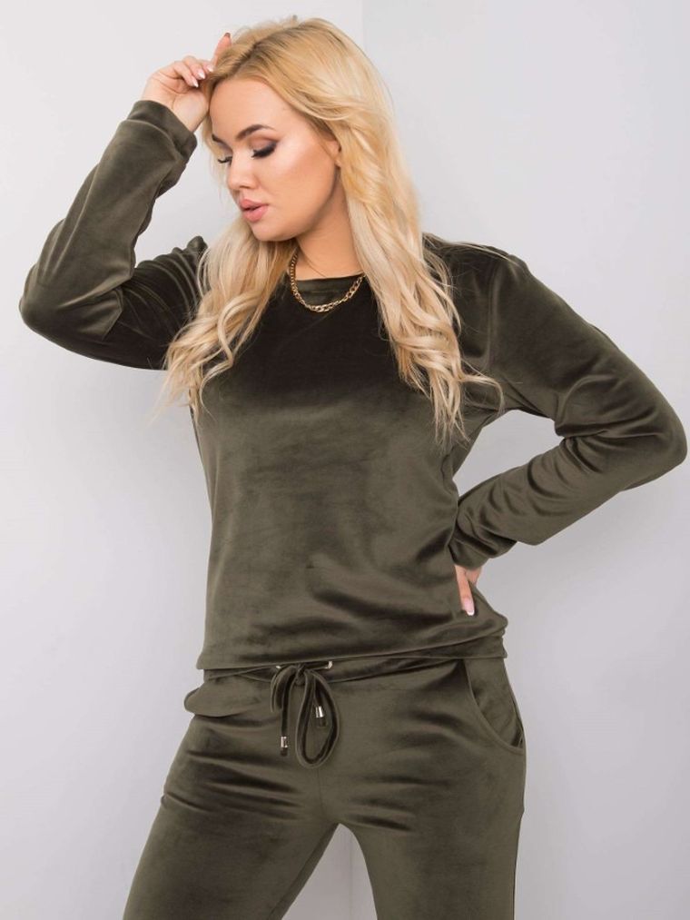 Dres damski, welurowy, plus size, khaki, Relevance