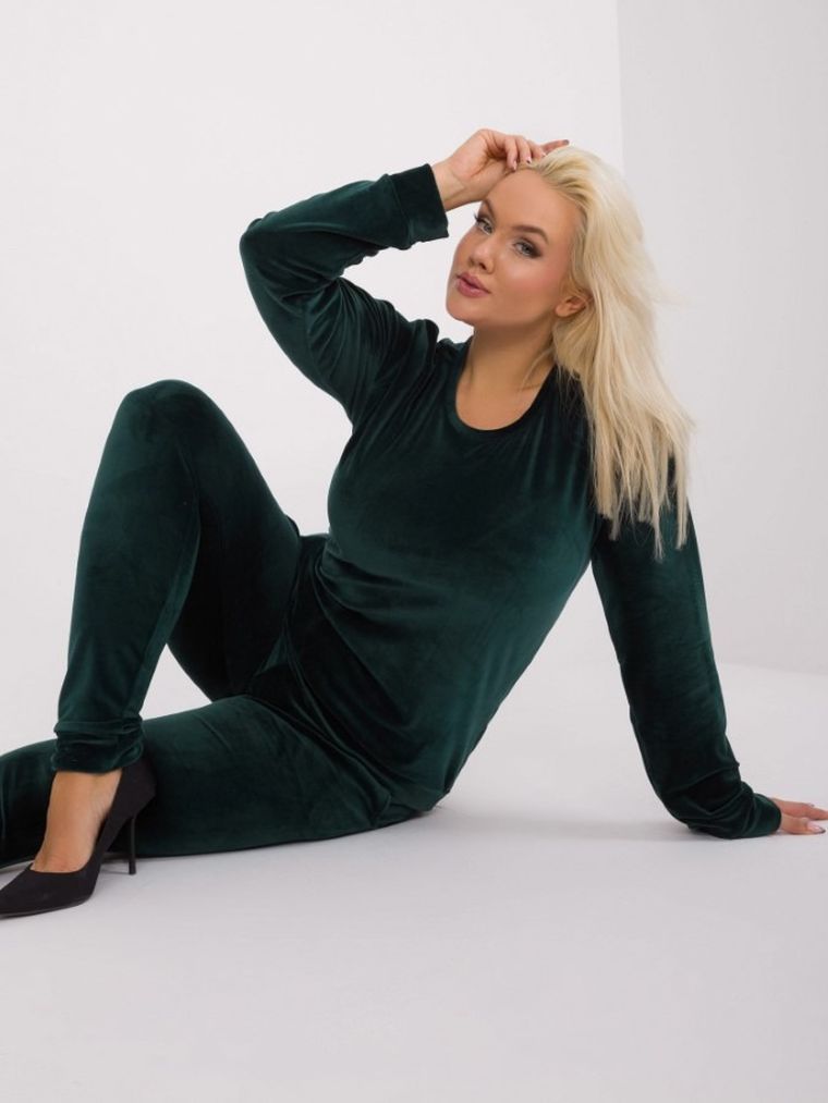 Dres damski, welurowy, plus size, zielony, Relevance