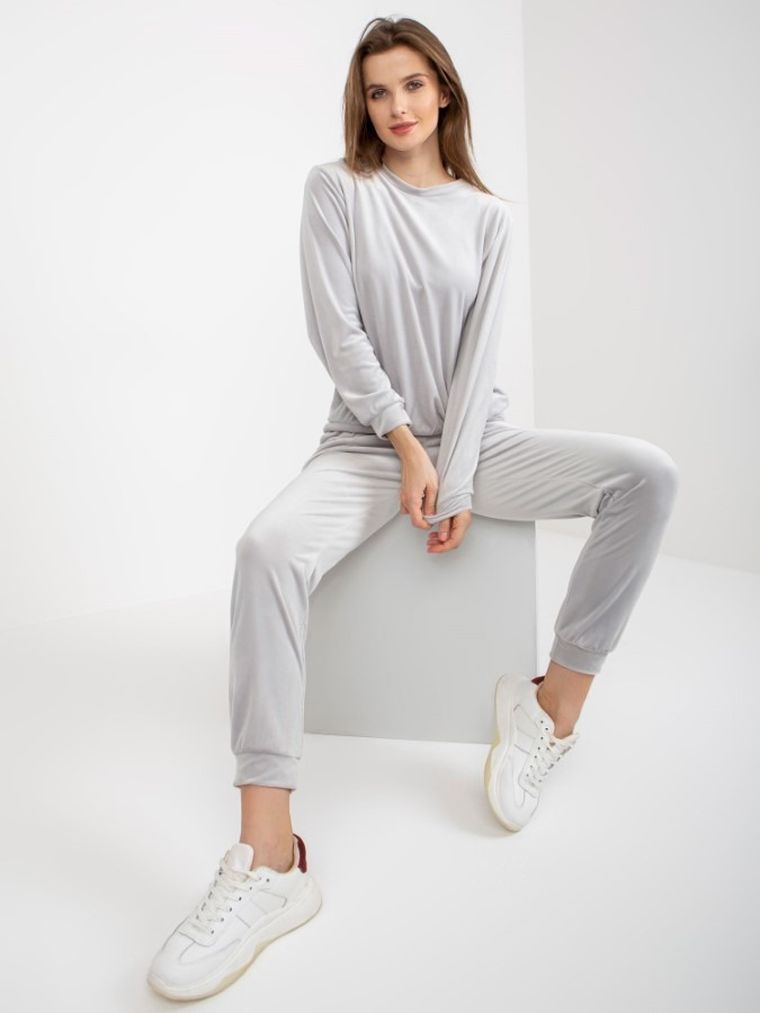 Dres damski, welurowy, szary, Rue Paris