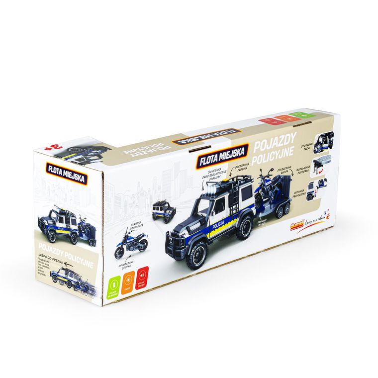 Dumel, Flota Miejska, Pojazdy policyjne, suv z motocyklem na lawecie