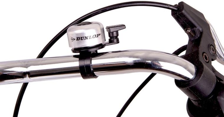 Dunlop, dzwonek rowerowy, gruszka, srebrny, 35 mm