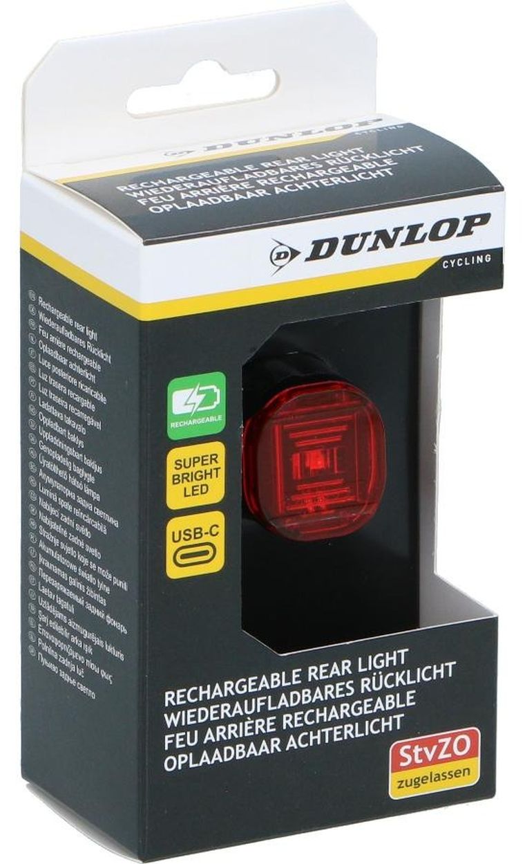 Dunlop, lampka rowerowa na tył, LED, usb-c