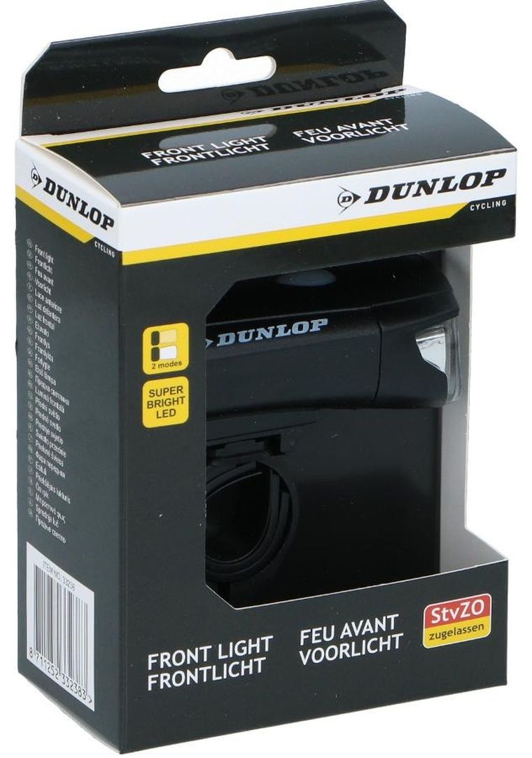 Dunlop, lampka rowerowa przednia, dwa tryby świecenia