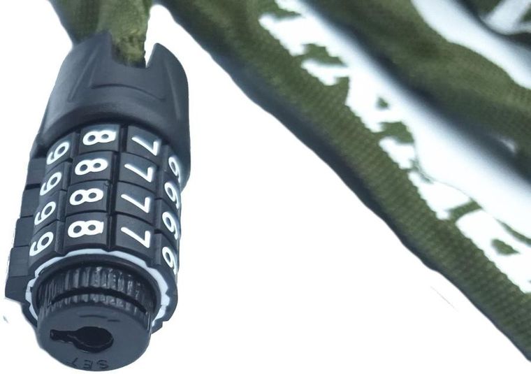 Dunlop, zapięcie rowerowe, łańcuch na szyfr, 120 cm, khaky