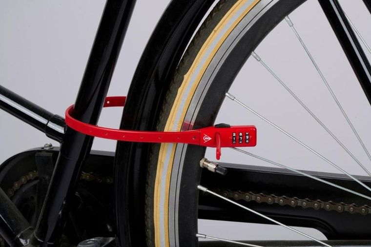 Dunlop, zapięcie rowerowe, pasek na szyfr, czerwony