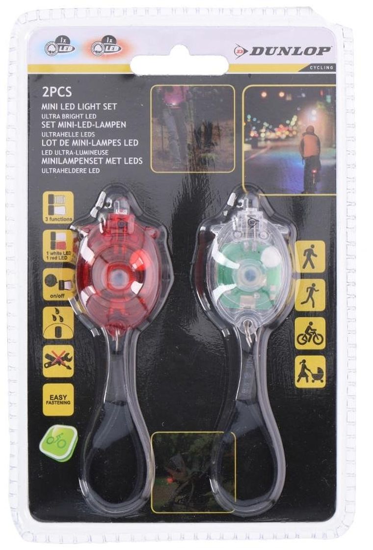 Dunlop, zestaw lamp rowerowych led, przód i tył