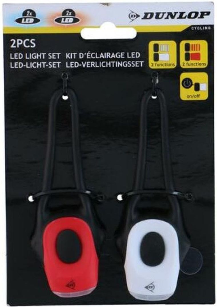 Dunlop, zestaw silikonowych lamp rowerowych LED, przód i tył