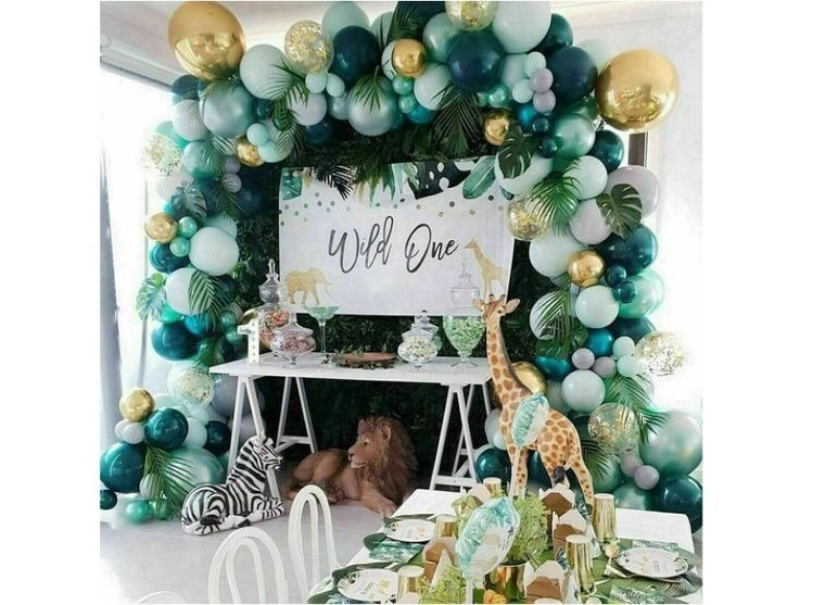 Duża girlanda balonowa, 142 balony, zielona