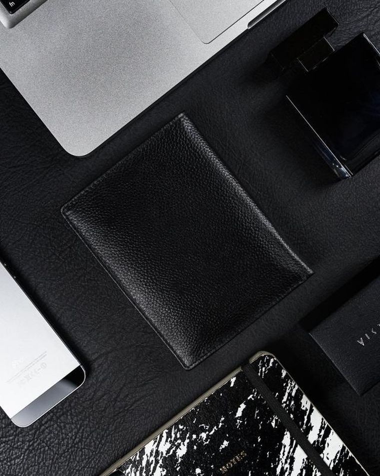 Duży skórzany czarny portfel męski RFID, Ronaldo