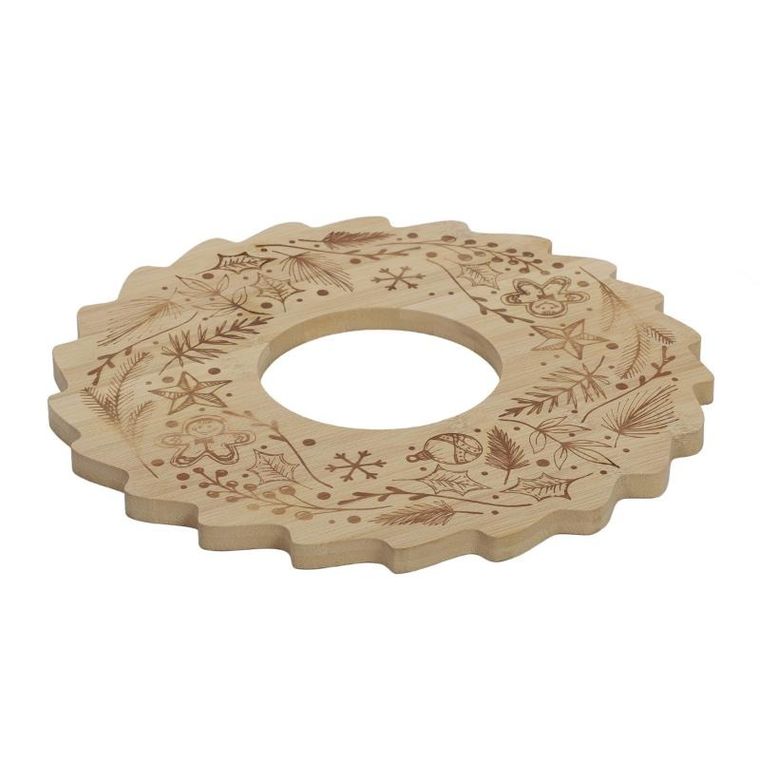 Eh Excellent Houseware, Bellune, bambusowa taca do serowania przekąsek, wianek świąteczny, 30 cm