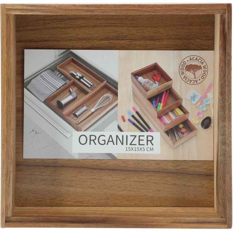 EH Excellent Houseware, Hedo, drewniany organizer na biurko do szuflady, 15-15-5 cm