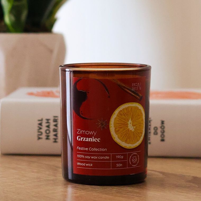 EkoDetale, Festive, świeca sojowa w szkle Zimowy Grzaniec, 190g
