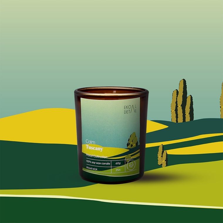 EkoDetale, Mood Stories, świeca sojowa w szkle, Calm Tuscany, 60g