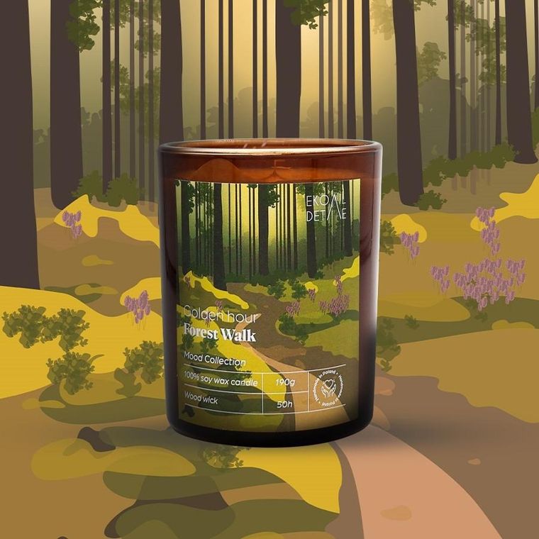 EkoDetale, Mood Stories, świeca sojowa w szkle, Golden Hour Forest Walk, 190g