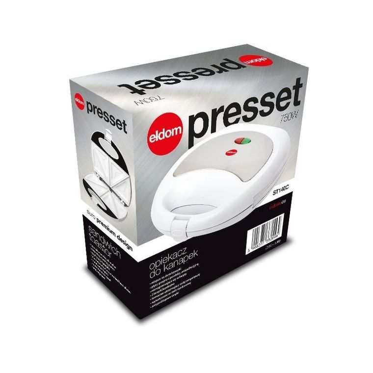 Eldom, Ruddy, opiekacz do kanapek, 750W, płyty granitowe, ST11G