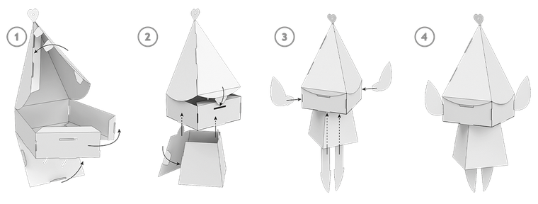 Elf. Kolorowanka 3D. Mini Cubehead Christmas