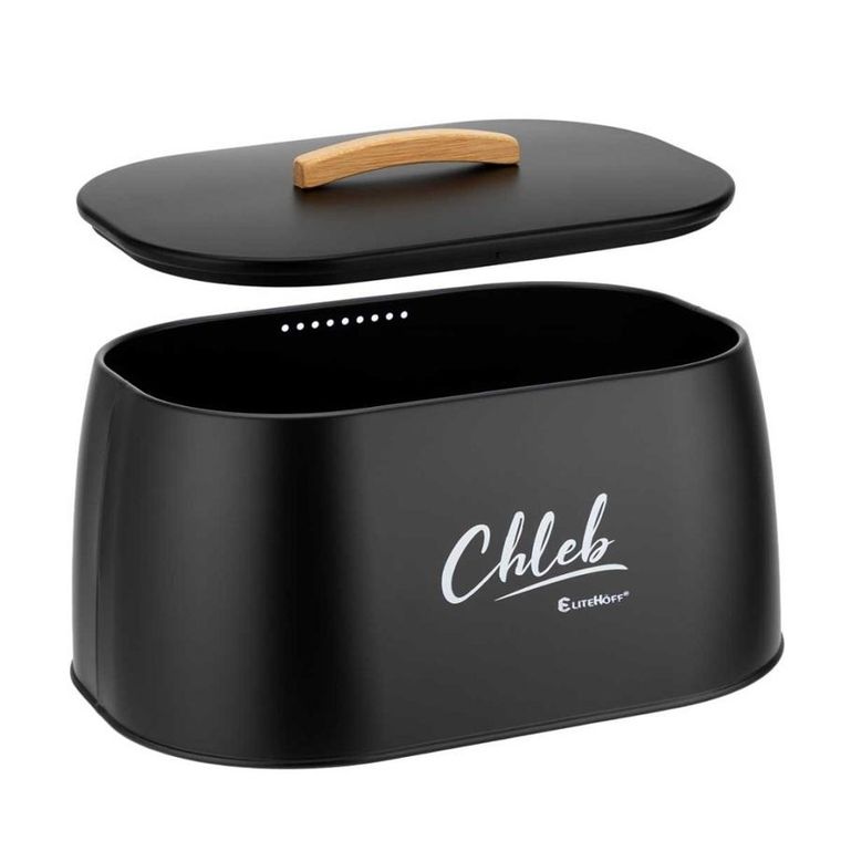 Elitehoff, chlebak, pojemnik stalowy na pieczywo, czarny, e-6324