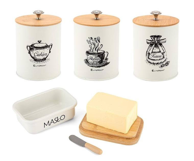 Elitehoff, zestaw pojemników kuchennych i maselniczka, 3 szt., E-6058