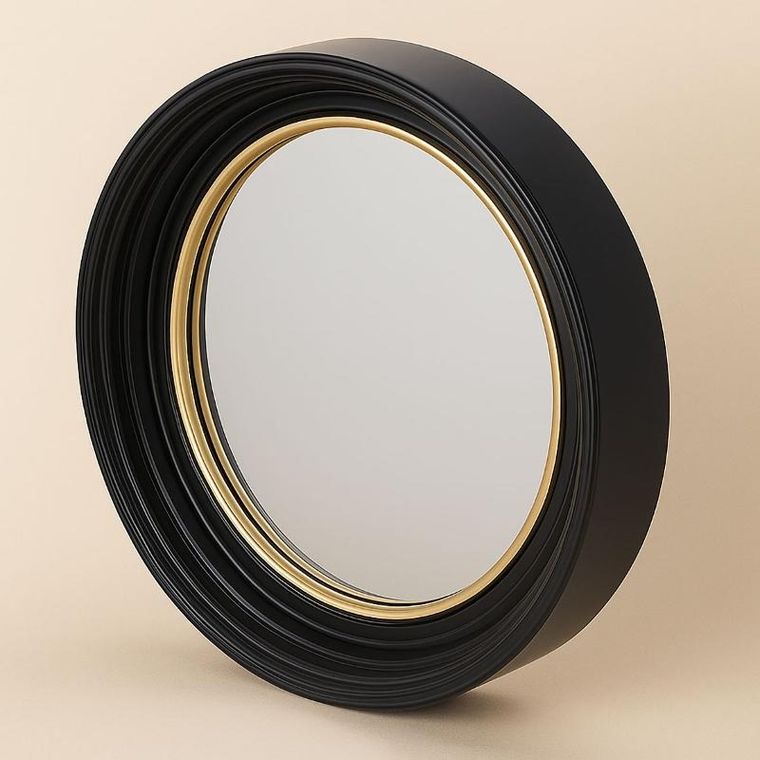 Emako, Dem, okrągłe lustro w czarnej ramie, 40,5 cm