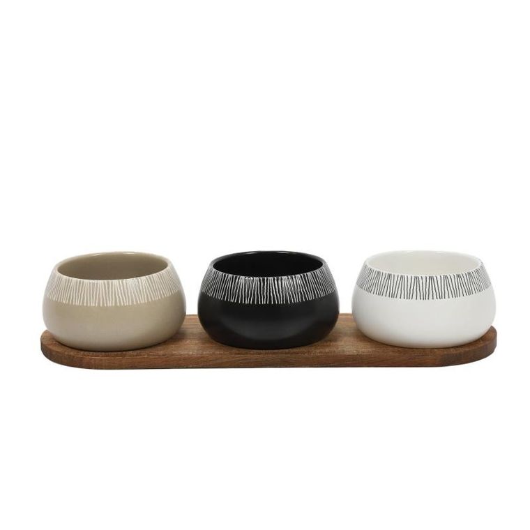 Emako, Rori, miseczki na przekąski z tacą, 3 szt.