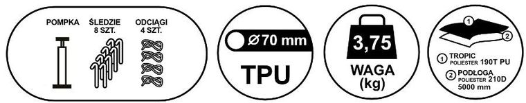 Enero Camp, Holiday, namiot 3 osobowy, dmuchany, 210-210-110 cm