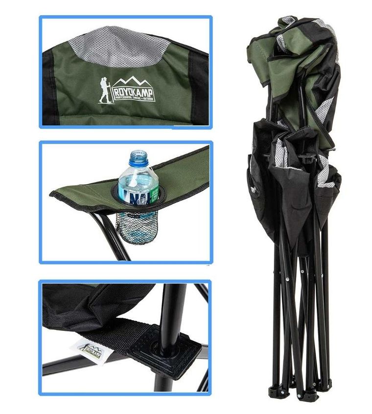 Enero camp, krzesło turystyczne składane lux 60-60-105cm zielono-czarne