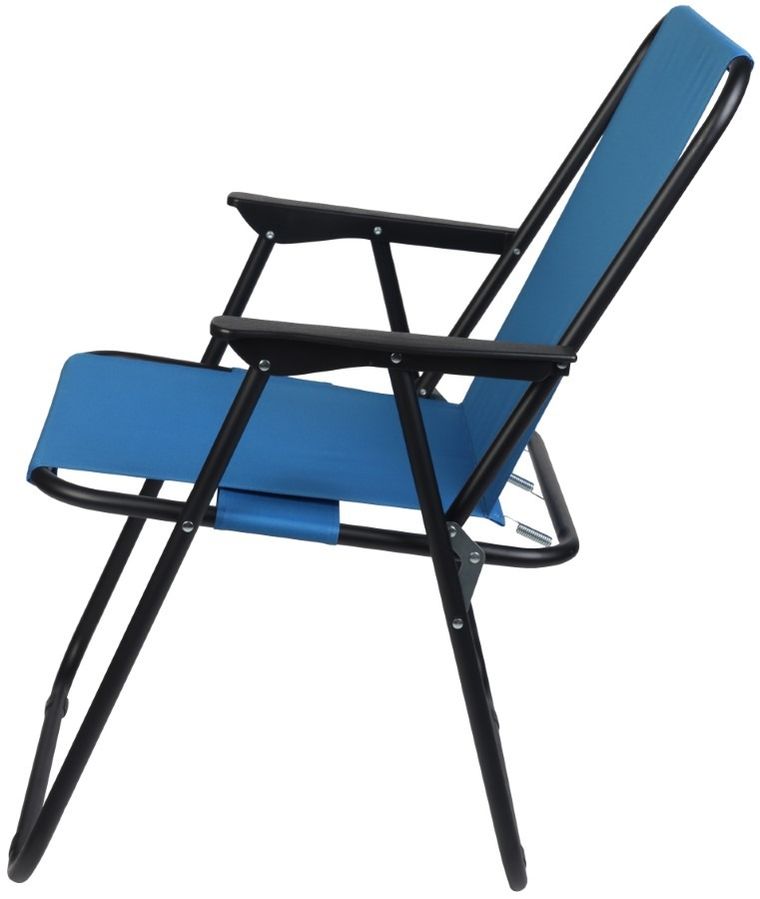 Enero Camp, składane krzesło turystyczne z podłokietnikami, niebieskie, 52-44-75 cm