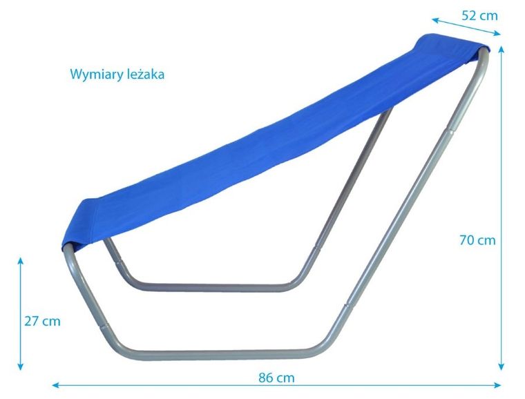 Enero Camp, składany leżak ogrodowo-plażowy z torbą, niebieski