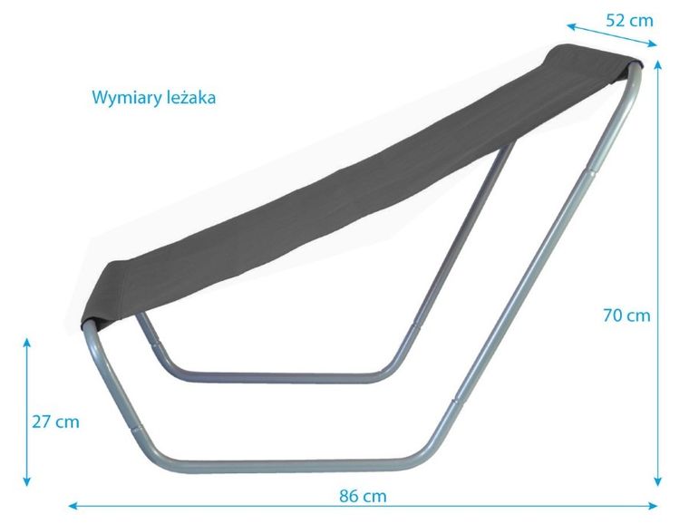 Enero Camp, składany leżak ogrodowo-plażowy z torbą, szary