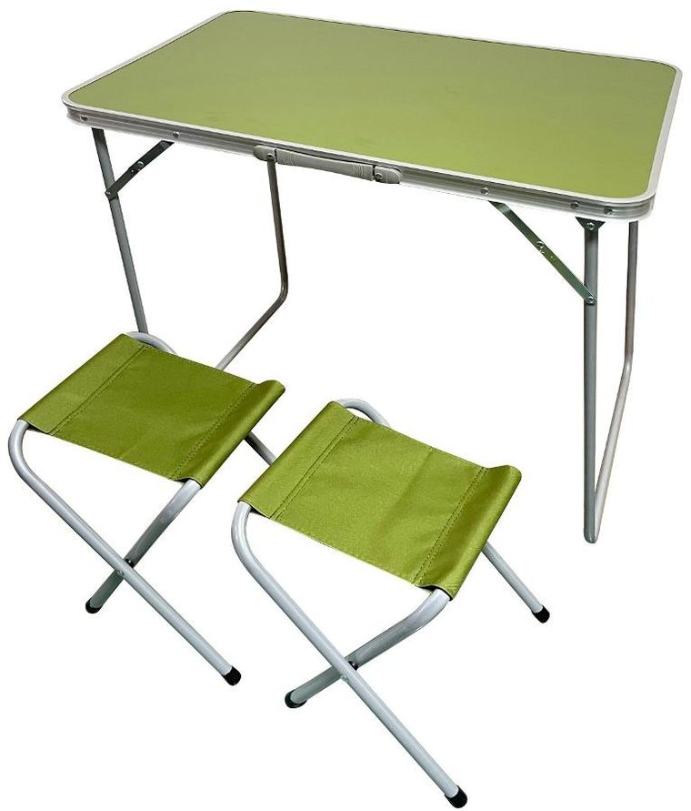 Enero Camp, składany stolik turystyczny, 2 krzesła, zielony, 80-60-70 cm