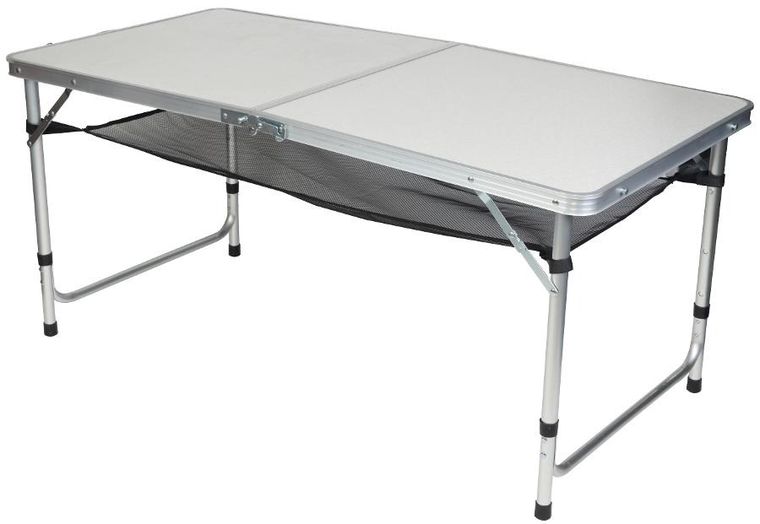 Enero Camp, składany stolik turystyczny, 4 krzesła i półka, 120-60-70/62/55 cm