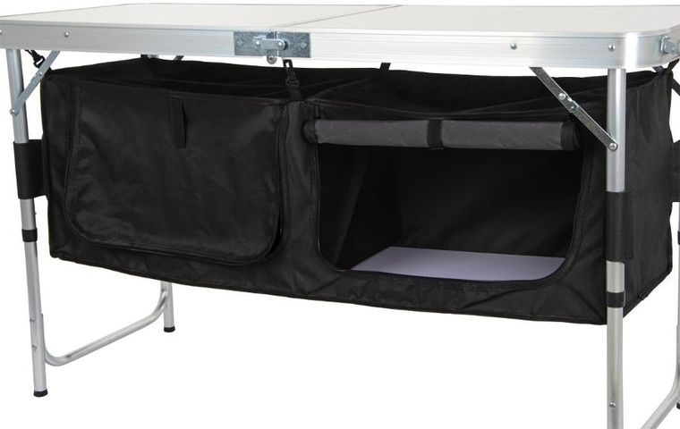 Enero Camp, składany stolik turystyczny, z szafą, 120-47-70/62/54 cm