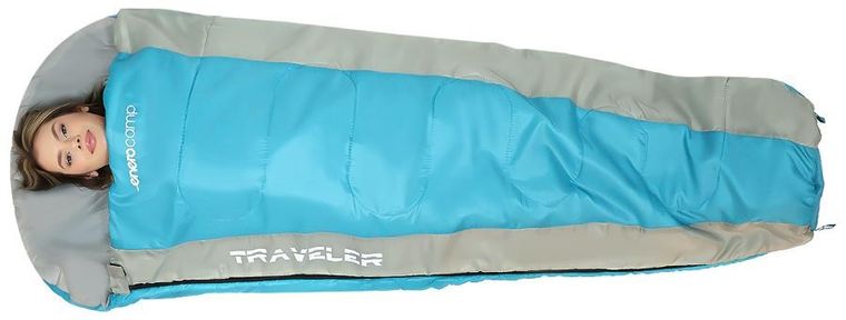 Enero camp, śpiwór turystyczny traveler, błękitno-szary, 210-80/50 cm