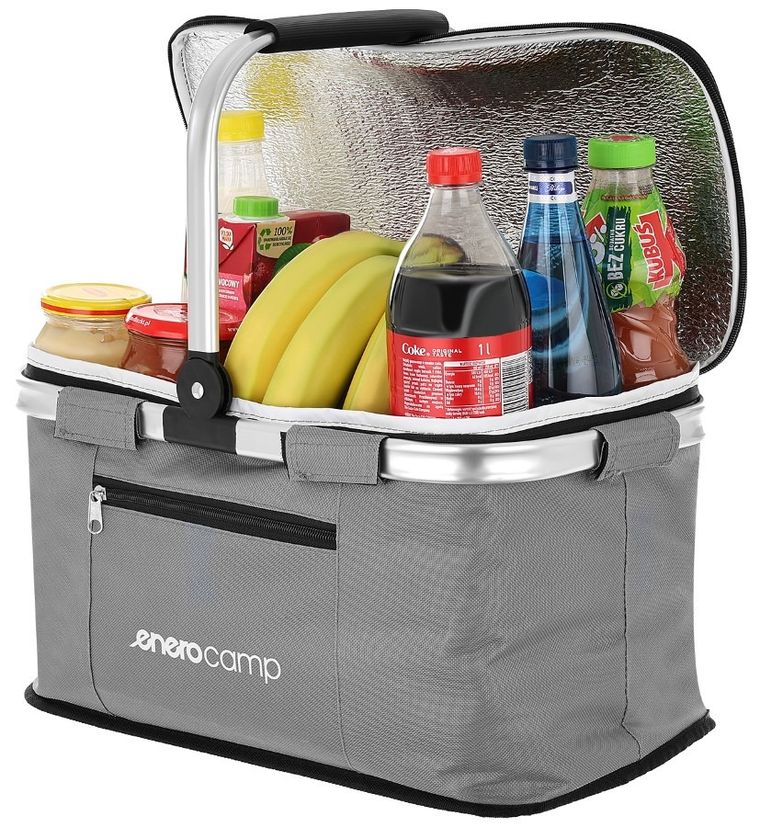 Enero Camp, termiczny koszyk turystyczny składany, szary, 24l