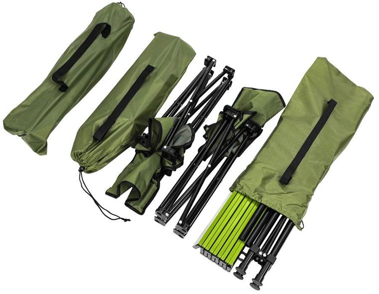 Enero Camp, zestaw turystyczny, 5w1, stolik i 4 krzesła, zielony