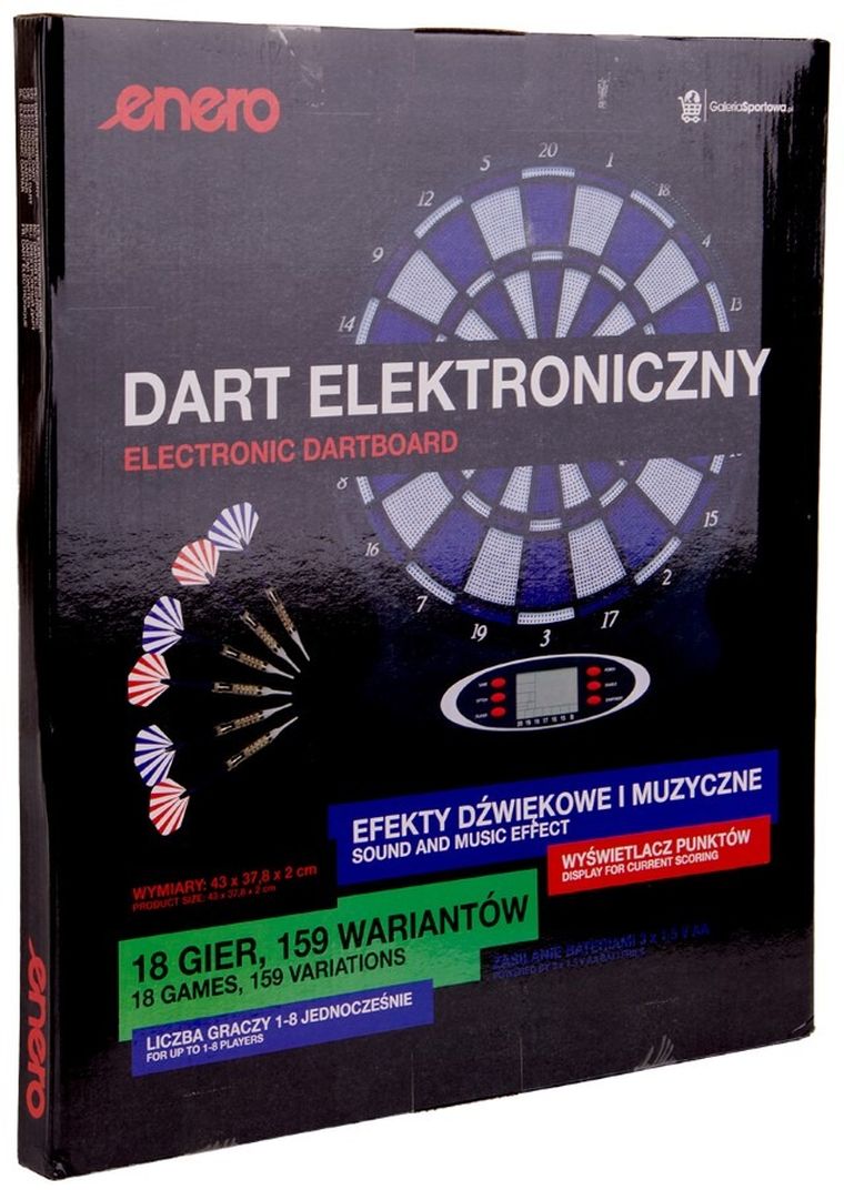 Enero, elektroniczna tarcza do darta, niebieska, 43 cm