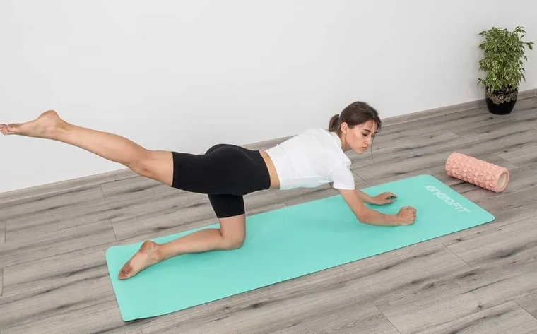 Enero Fit, antypoślizgowa mata do jogi TPE, miętowo-szara