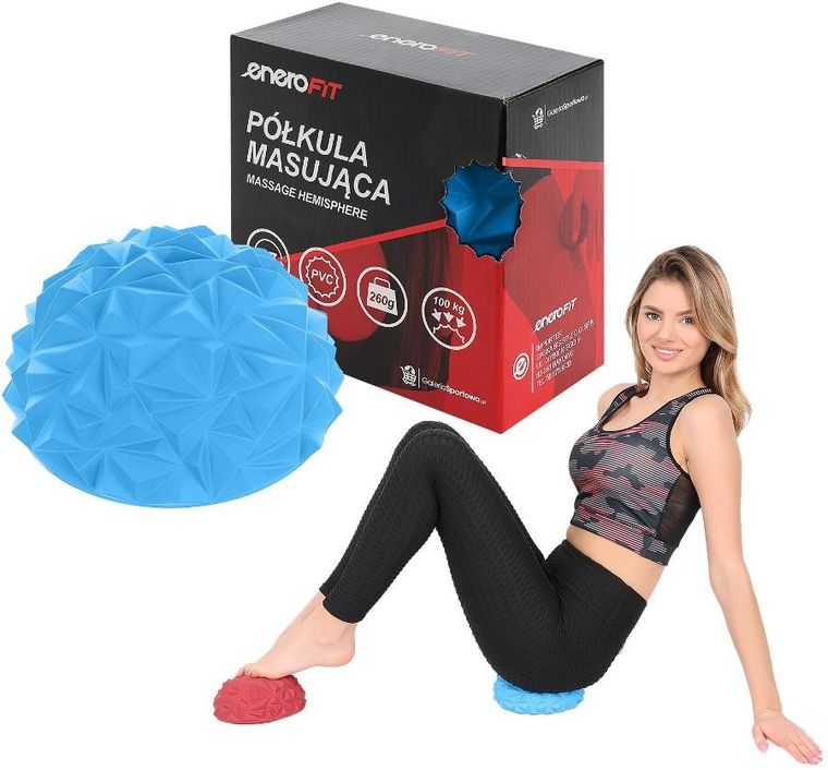 Enero Fit, półkula sensoryczna do masażu, diament, niebieska