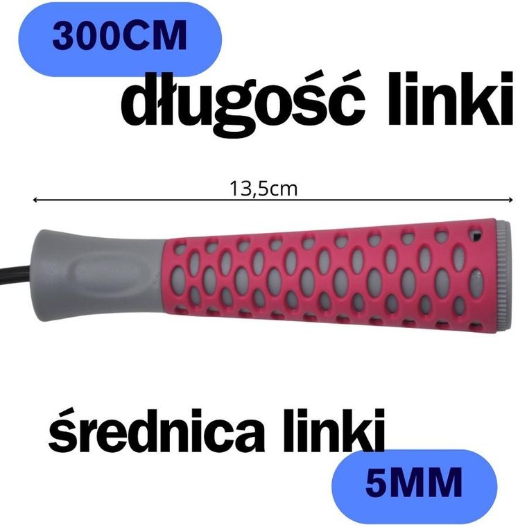 Enero Fit, skakanka fitness, różowa, 300 cm